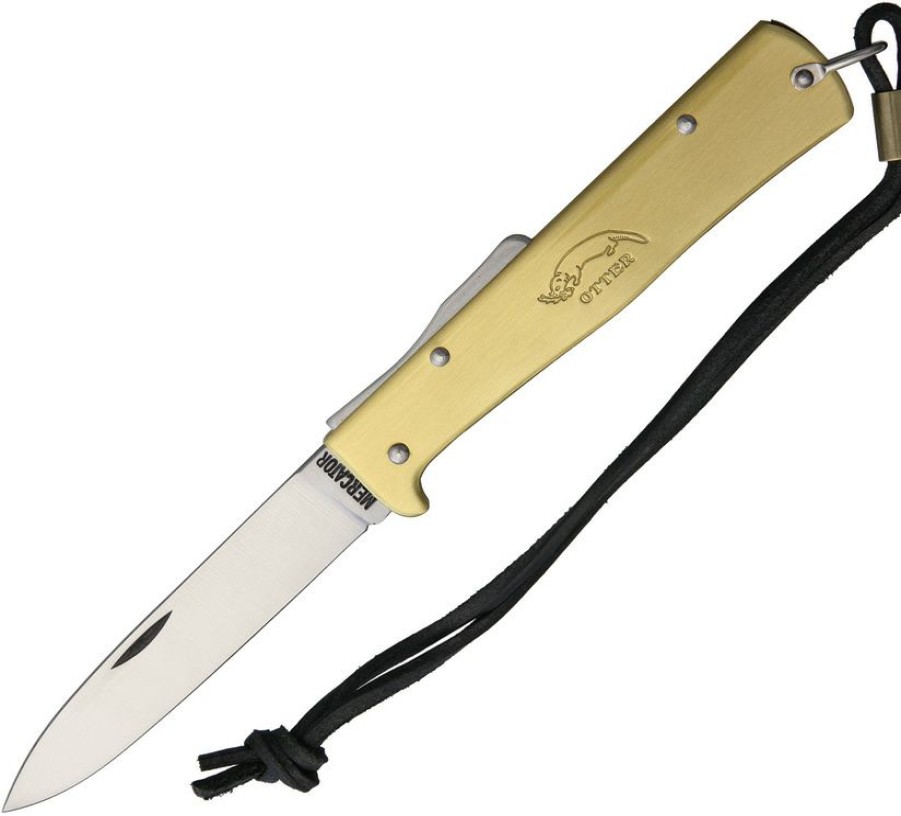 * Special Ott10726Lb Otter-Messer Mercator Lockback Pocket Knife Brass Large With Band