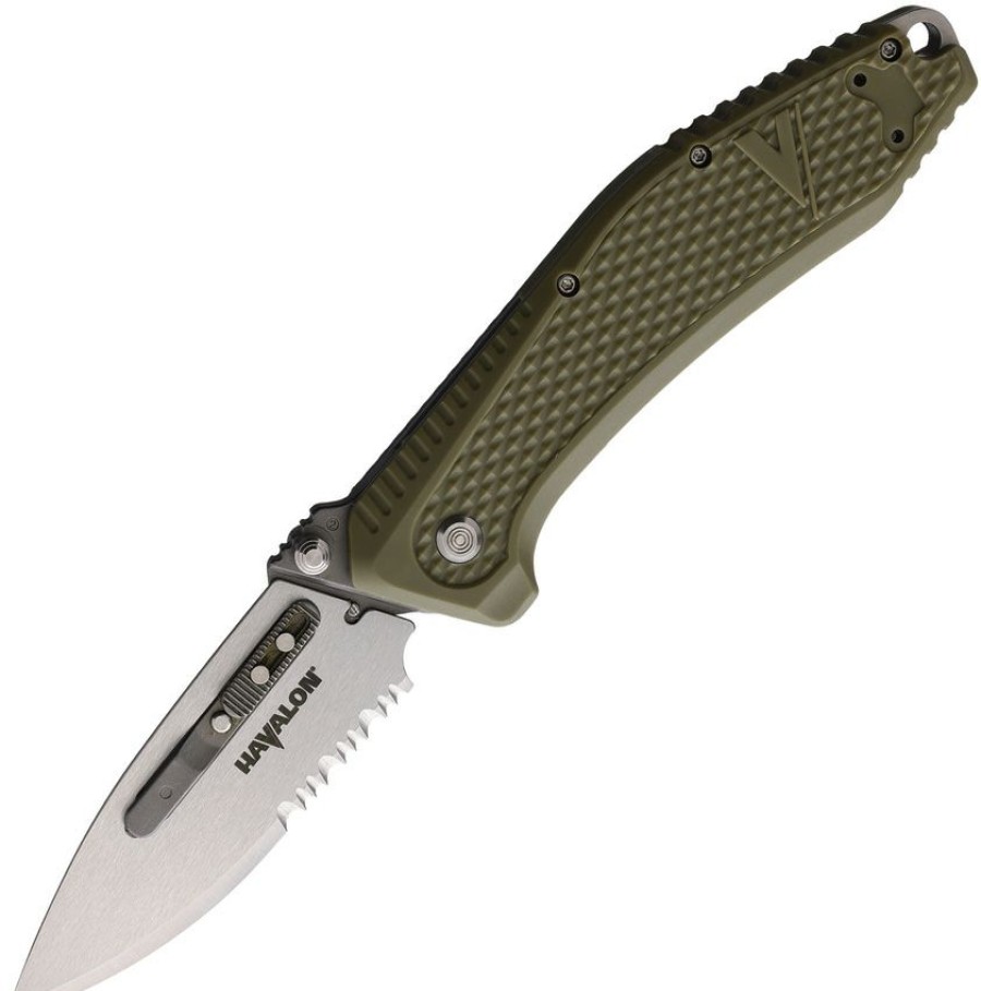 * Online Sales Hvxtcredig Havalon Edc Redi-Lock A/O Green Button Lock Pocket Knife