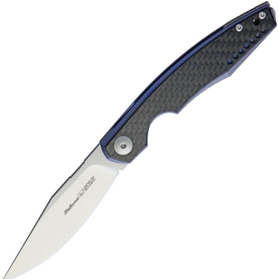 * Tendy Style V5970Blfc Viper Belone Linerlock Pocket Knife Carbon Fiber Blue