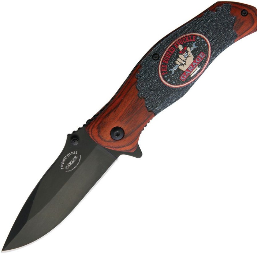 * Tendy Style Bkga003Wd Busted Knuckle Wood Linerlock Pocket Knife A/O