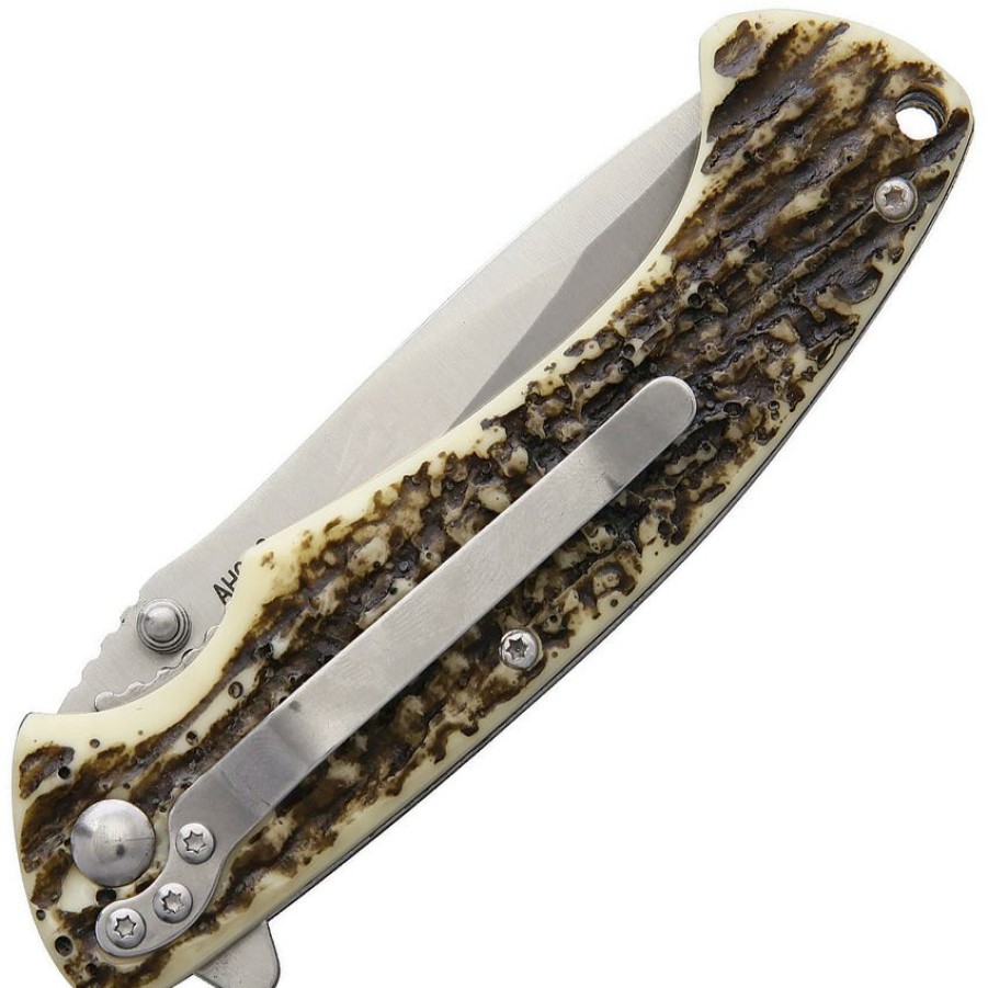 * Exclusive Design Ah016 American Hunter Linerlock Pocket Knife A/O Imitation Stag