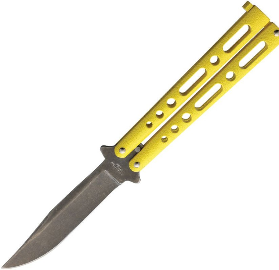 * Reliable Quality Bm012 Benchmark Butterfly Pocket Knife Yellow Stonewash