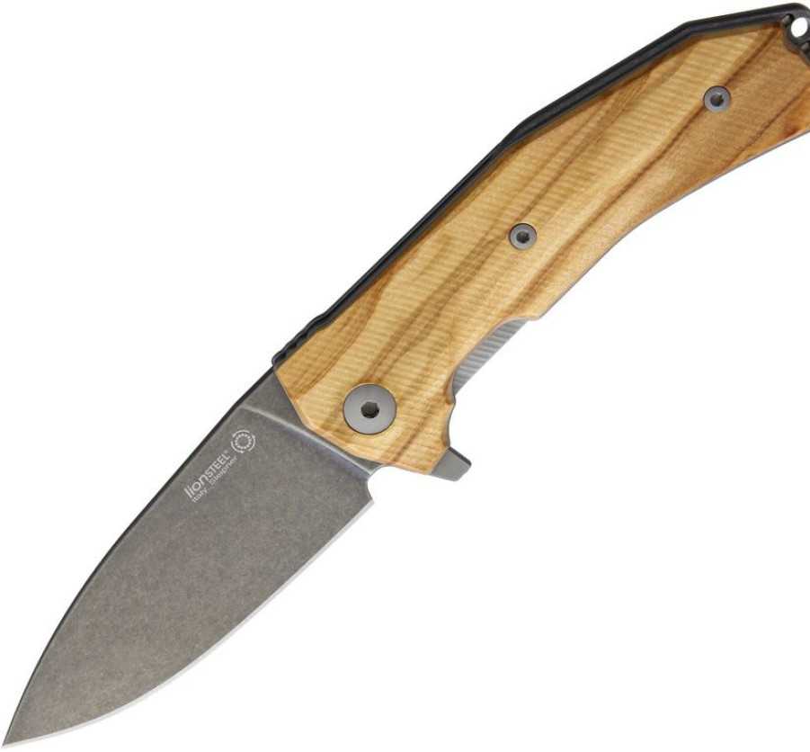 * Typical Style Lstkurbul Lion Steel Kur Linerlock Pocket Knife Olive Wood