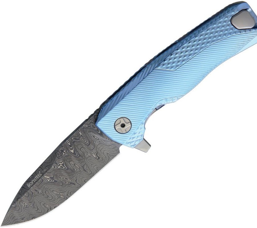 * Top Selling Lstrokddbl Lion Steel Rok Titanium Flipper Pocket Knife Blue