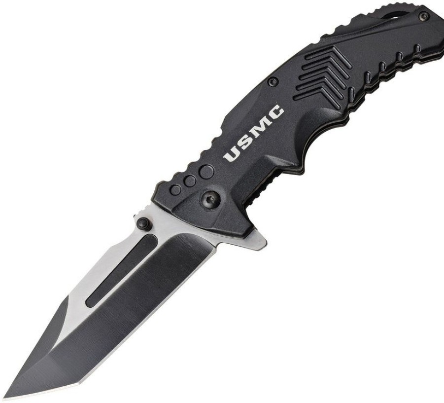 * Online Usma1058Bk Usmc Linerlock Pocket Knife A/O Black