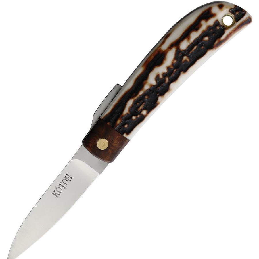 * Reliable Quality Kot422514 Kotoh Folder Pocket Knife Stag D2