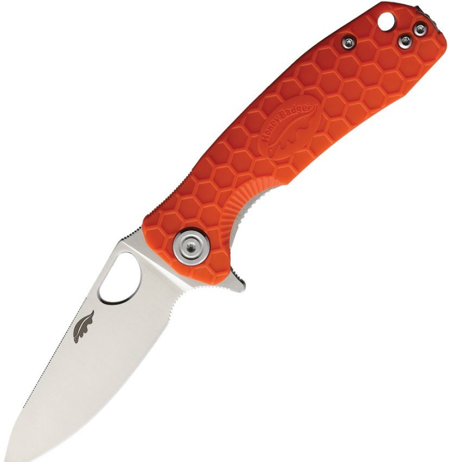 * Exclusive Design Hb1313 Honey Badger Small Leaf Linerlock Pocket Knife Orange