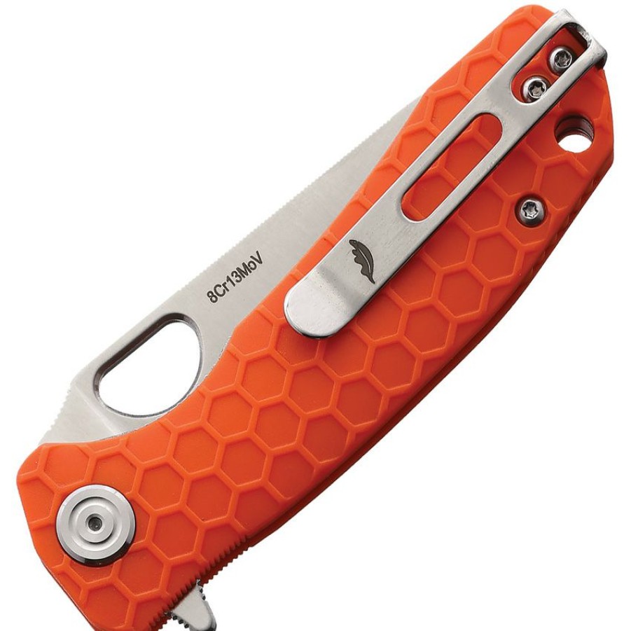 * Exclusive Design Hb1313 Honey Badger Small Leaf Linerlock Pocket Knife Orange