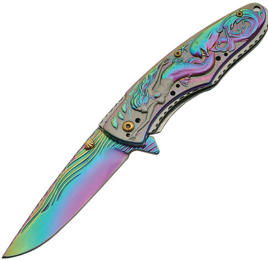 * Tendy Style Cn300399Rb Mermaid Linerlock Pocket Knife Spectrum A/O