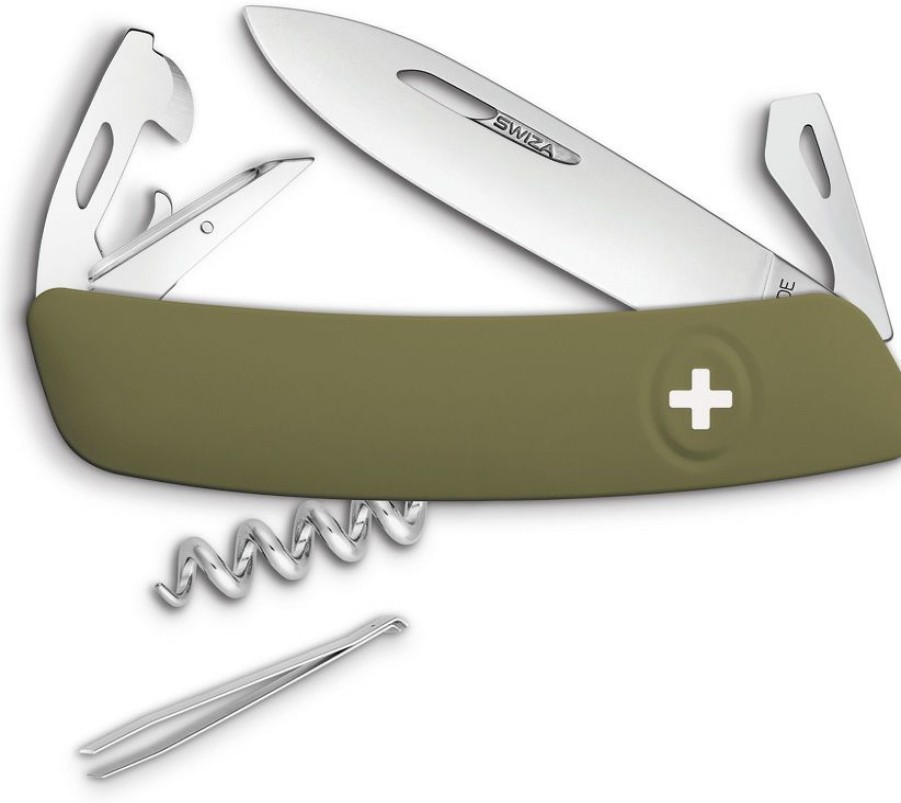 * Quick Delivery Sza301050 Swiza D03 Olive Swiss Pocket Knife